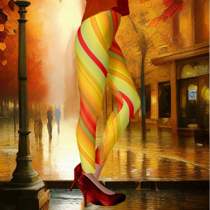 Multicolored Striped Designer Pattern-Leggings Leggings