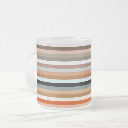 Multicolored Striped Pattern Matglas Koffiemok (Voorkant links)
