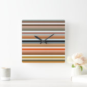 Multicolored Striped Pattern Vierkante Klok (Huis)