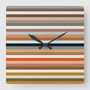 Multicolored Striped Pattern Vierkante Klok