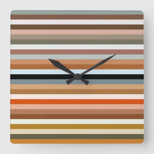 Multicolored Striped Pattern Vierkante Klok (Voorkant)