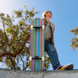 Multicolored Striped Skateboard Deck