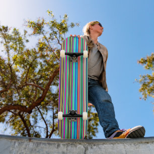 Multicolored Striped Skateboard Deck