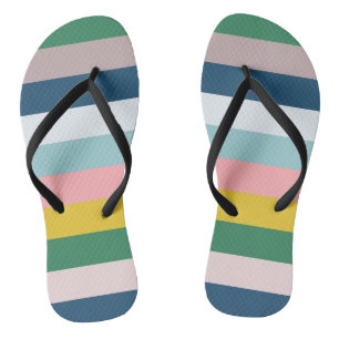 Multicolored Stripes Green Blue roze Teenslippers