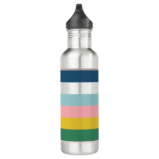Multicolored Stripes Green Blue roze Waterfles (Rechts)
