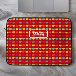 Multicolored stylish hand-drawn heart shapes laptop sleeve