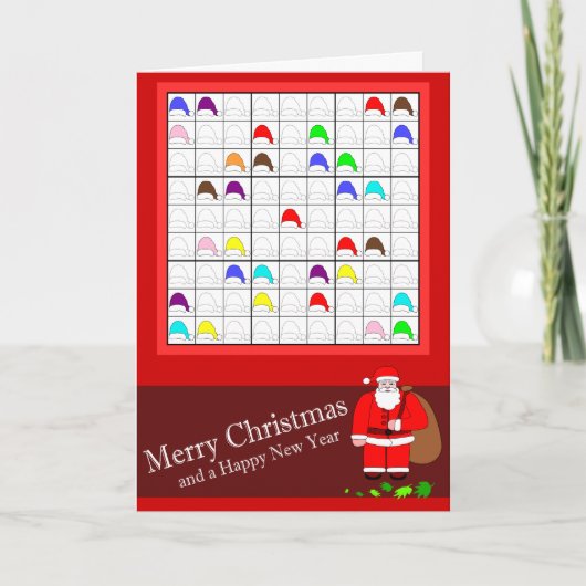 Multicolored Sudoku voor Kerstmis Feestdagen Kaart (Voorkant)