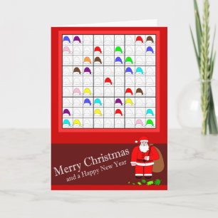 Multicolored Sudoku voor Kerstmis Feestdagen Kaart