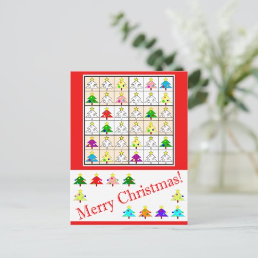 Multicolored Sudoku voor Kerstmis Feestdagenkaart (Staand voorkant)