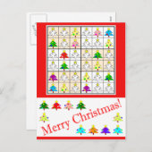 Multicolored Sudoku voor Kerstmis Feestdagenkaart (Voorkant / Achterkant)