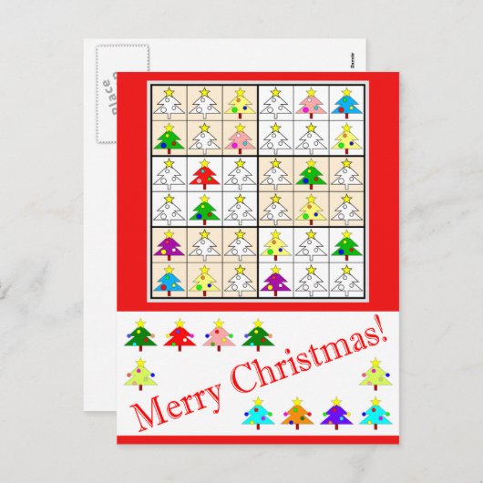 Multicolored Sudoku voor Kerstmis Feestdagenkaart (Voorkant / Achterkant)