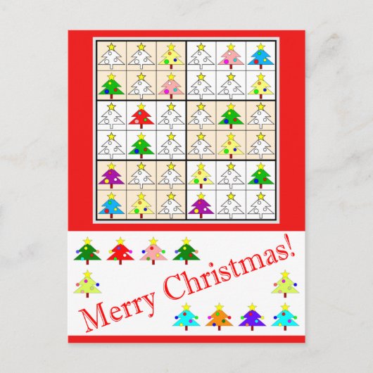 Multicolored Sudoku voor Kerstmis Feestdagenkaart (Voorkant)