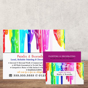 Multicolored verfstations, verf en decorator visitekaartje