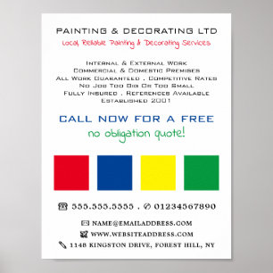 Multicolored vierkantjes, schilder en decorator poster