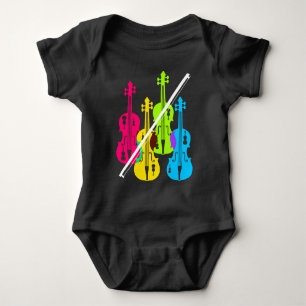 Multicolored Violins Birthday Gift for Musicians Romper