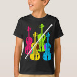 Multicolored Violins Birthday Gift for Musicians T-shirt<br><div class="desc">Violin Strings met boeg - Dit muziekontwerp is ontworpen voor snaarspelers,  ongeacht of je snaren als hobby of beroep speelt als je gitaar,  Violin,  Viola,  Cello of Harp speelt.</div>