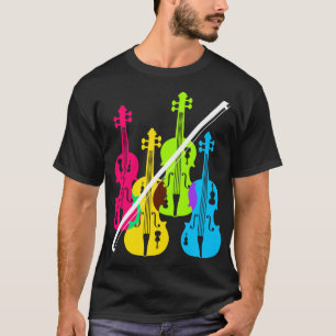 Multicolored Violins Birthday Gift for Musicians T-shirt