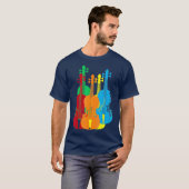 Multicolored Violins Musicians Orchestra Stoel T-shirt (Voorkant volledig)