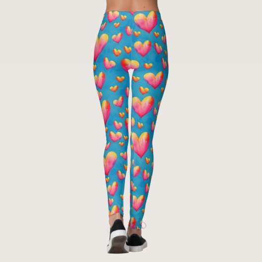 Multicolored Waterverf Harten Leggings (Achterkant)