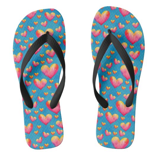 Multicolored Waterverf Harten Teenslippers (Voetbed)