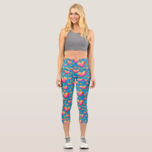 Multicolored Waterverf Harts high-Waisted Capris