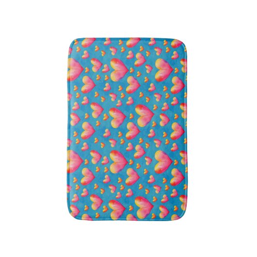 Multicolored Waterverf Hearts Bath Mat (Voorkant Verticaal)