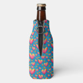 Multicolored Waterverf Hearts Bottle Cooler (Fles Achterkant)