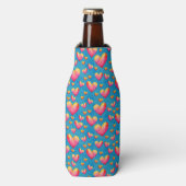 Multicolored Waterverf Hearts Bottle Cooler (Fles Voorkant)