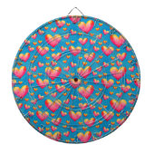 Multicolored Waterverf Hearts Dart Board Dartbord (Voorkant)