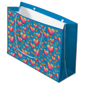 Multicolored Waterverf Hearts Gift Bag Groot Cadeauzakje (Voorkant Gekanteld)