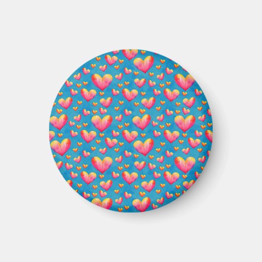 Multicolored Waterverf Hearts Magnet (Voorkant)