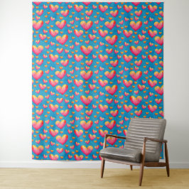 Multicolored Waterverf Hearts Tapestry Wandkleed