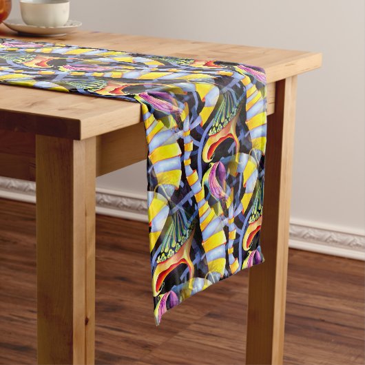 Multicolored Waterverf orchideeën schilderen Lange Tafelloper (Voorbeeld)