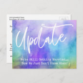 Multicolored Waterverf Postponed Wedding Update Briefkaart (Voorkant / Achterkant)