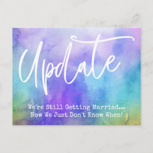 Multicolored Waterverf Postponed Wedding Update Briefkaart