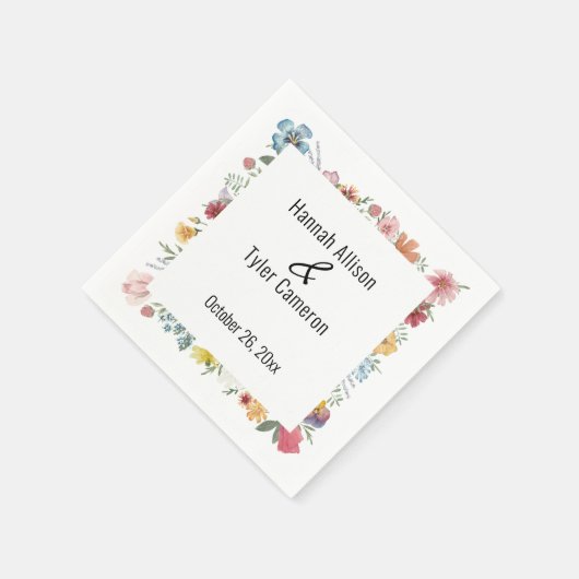 Multicolored Waterverf Wildbloemen Aangepast Servet (Hoek)