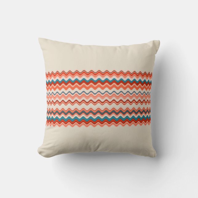 Multicolored Wavy Pattern Kussen (Voorkant)
