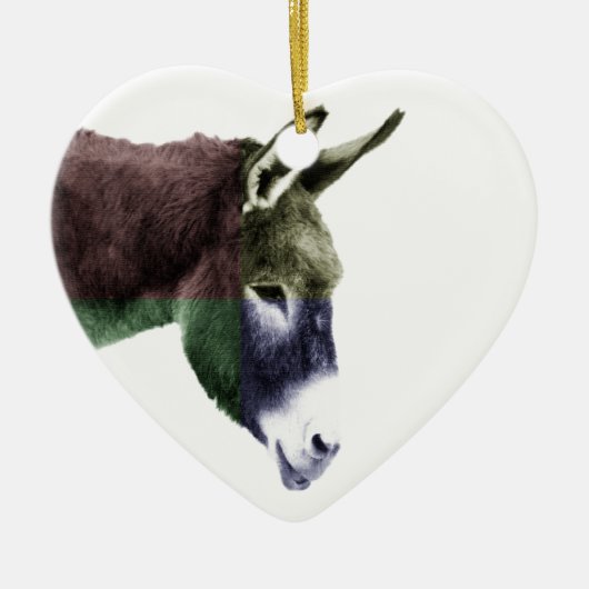 Multicolored Westerne Donkey tweezijdig Keramisch Ornament (Voorkant)