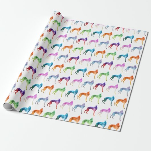 Multicolored whippet Waves Popart Cadeaupapier (Uitgerold)