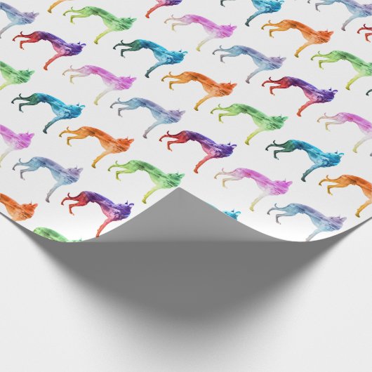Multicolored whippet Waves Popart Cadeaupapier (Hoek)