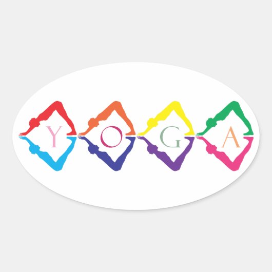 Multicolored YOGA Ovale Sticker (Voorkant)
