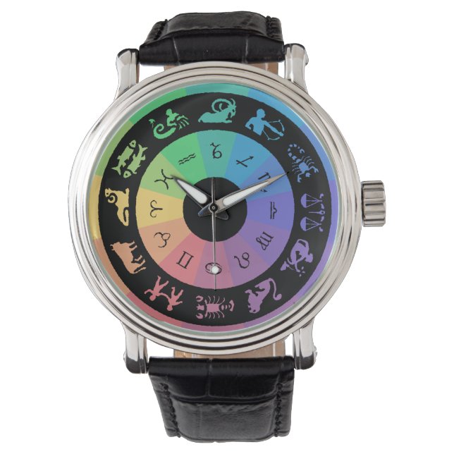 MULTICOLORED ZODIAC SIGN WRIST WATCH HORLOGE (Voorkant)