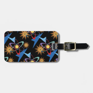 Multicolorf patroon voor ruimtevaarttijdperk bagagelabel