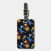 Multicolorf patroon voor ruimtevaarttijdperk bagagelabel (Voorkant verticaal)