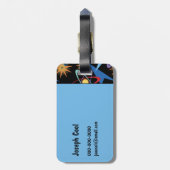 Multicolorf patroon voor ruimtevaarttijdperk bagagelabel (Achterkant verticaal)