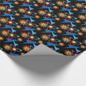 Multicolorf patroon voor ruimtevaarttijdperk cadeaupapier (Hoek)