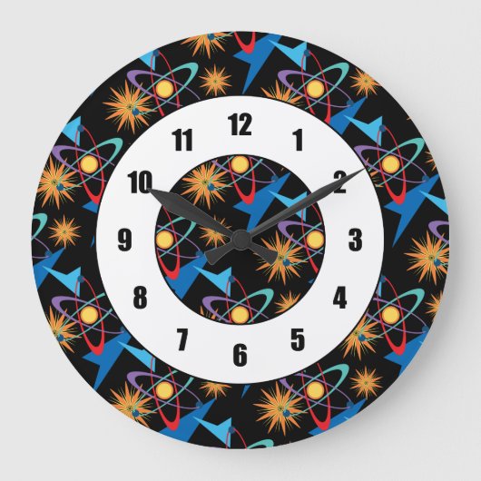 Multicolorf patroon voor ruimtevaarttijdperk grote klok (Voorkant)