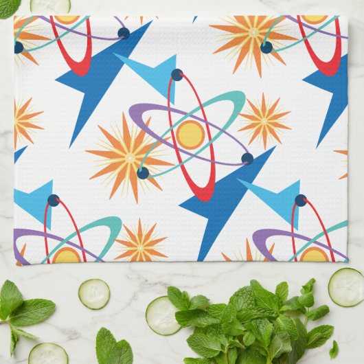 Multicolorf patroon voor ruimtevaarttijdperk theedoek (Gevouwen)