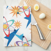 Multicolorf patroon voor ruimtevaarttijdperk theedoek (Quarter Fold)