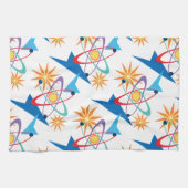 Multicolorf patroon voor ruimtevaarttijdperk theedoek (Horizontaal)